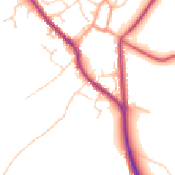 Daytime road noise heatmap for PO17 5NH
