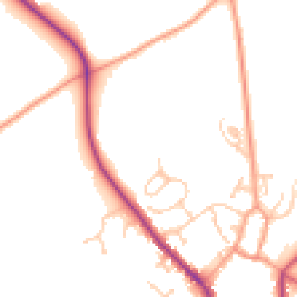 Daytime road noise heatmap for PO17 5QG
