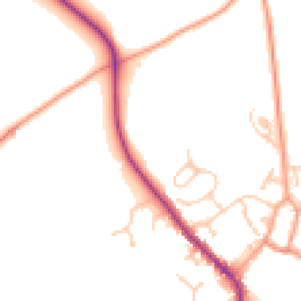 Daytime road noise heatmap for PO17 5QJ