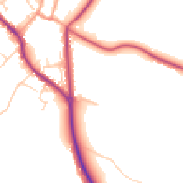 Daytime road noise heatmap for PO17 6BQ