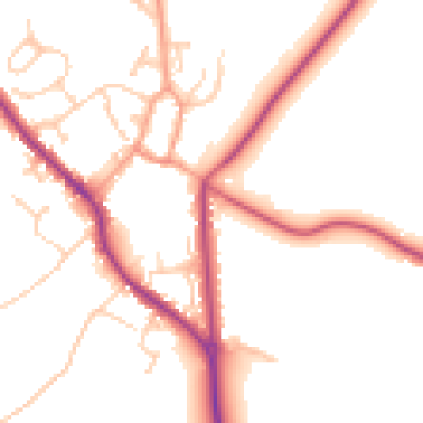 Daytime road noise heatmap for PO17 6HL