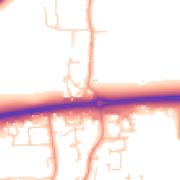 Daytime road noise heatmap for PO18 0DY