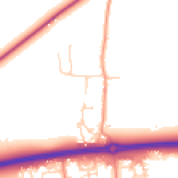Daytime road noise heatmap for PO18 0EG