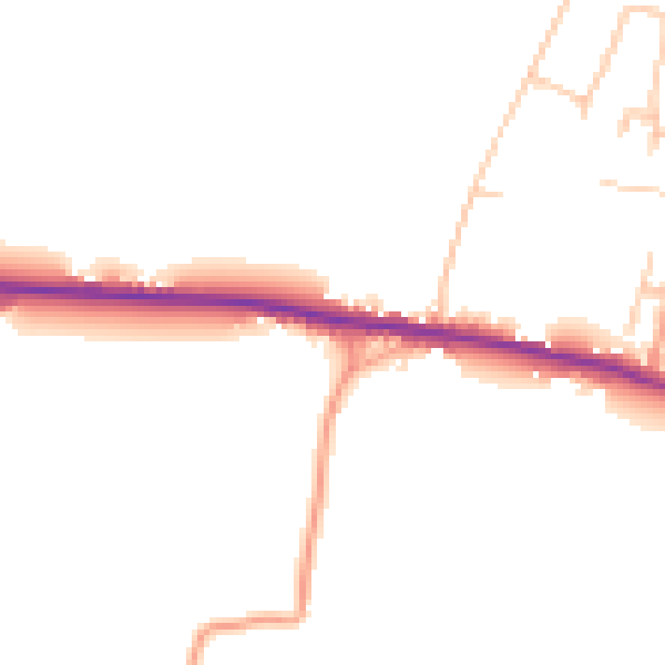 Daytime road noise heatmap for PO18 8AR