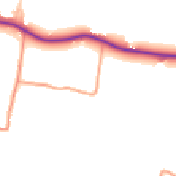 Daytime road noise heatmap for PO18 8EJ