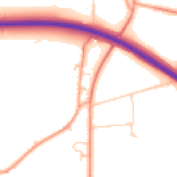 Daytime road noise heatmap for PO18 8FD