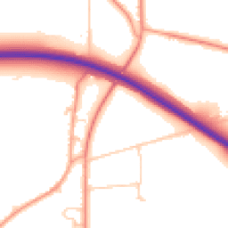 Daytime road noise heatmap for PO18 8GN