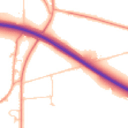 Daytime road noise heatmap for PO18 8GW