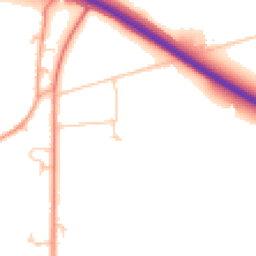 Daytime road noise heatmap for PO18 8TT