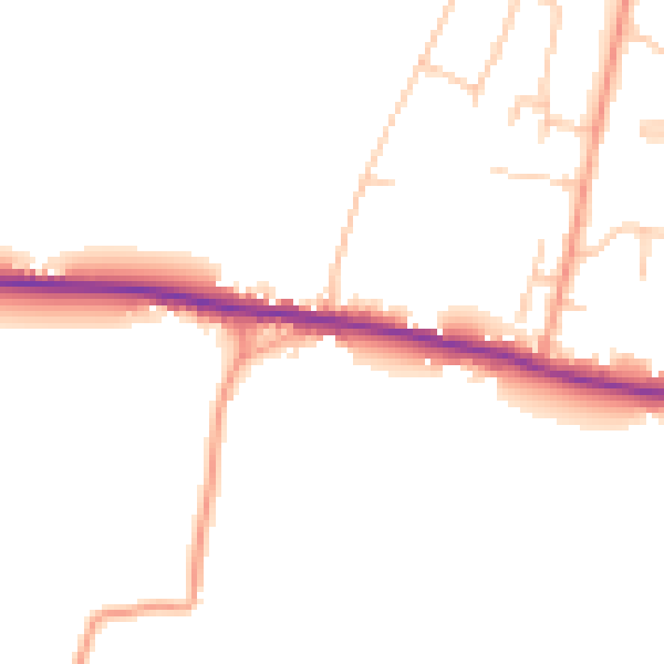 Daytime road noise heatmap for PO18 8XX