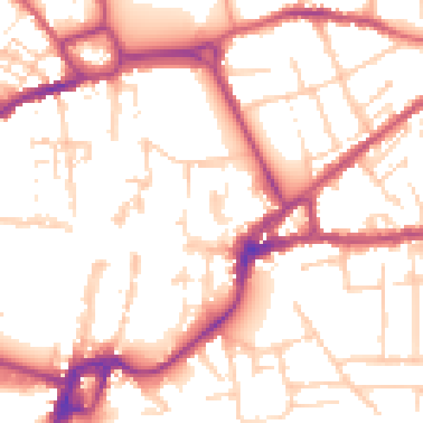 Daytime road noise heatmap for PO19 1AG