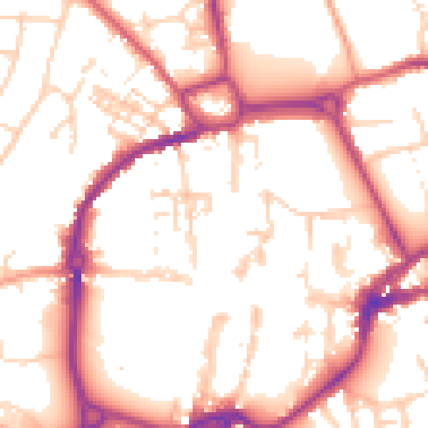 Daytime road noise heatmap for PO19 1AN