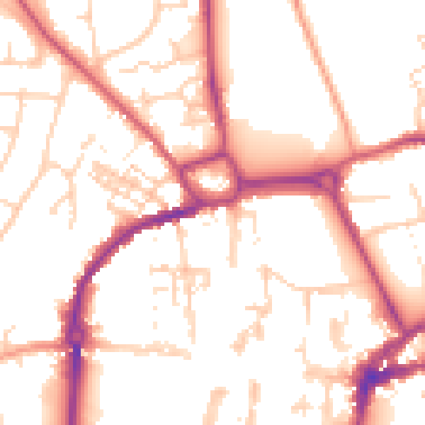 Daytime road noise heatmap for PO19 1AU