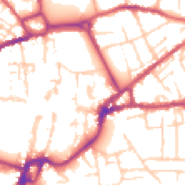 Daytime road noise heatmap for PO19 1AY
