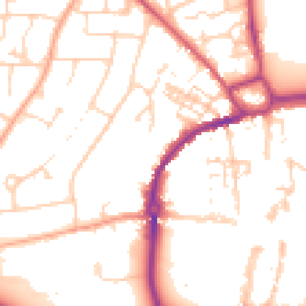 Daytime road noise heatmap for PO19 1BG