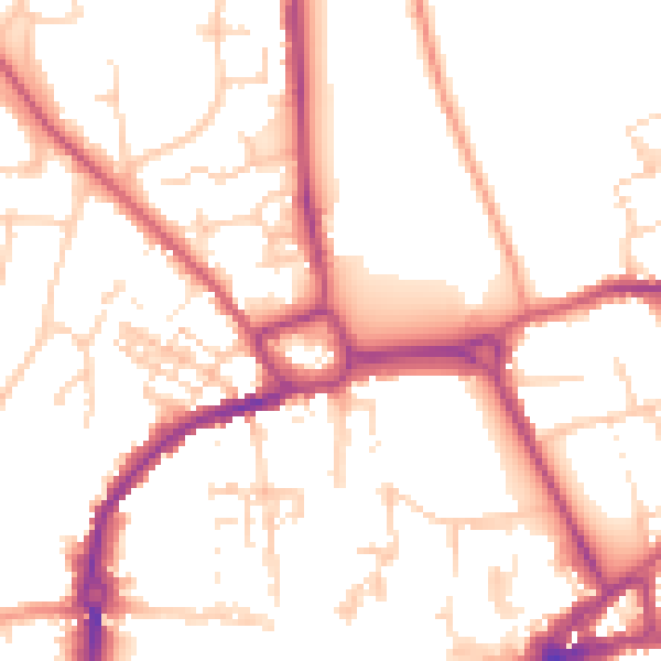 Daytime road noise heatmap for PO19 1BJ