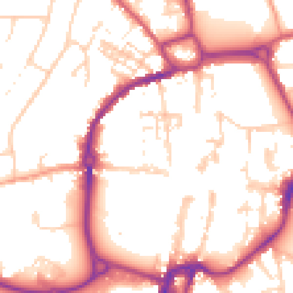Daytime road noise heatmap for PO19 1BQ