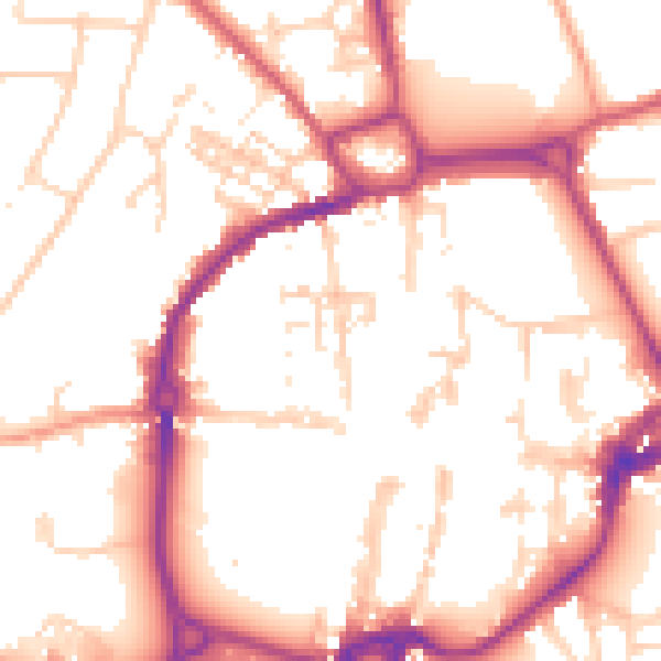Daytime road noise heatmap for PO19 1BS