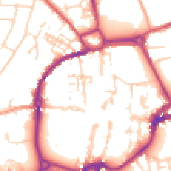 Daytime road noise heatmap for PO19 1BT