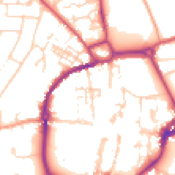 Daytime road noise heatmap for PO19 1BU