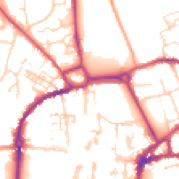 Daytime road noise heatmap for PO19 1BW
