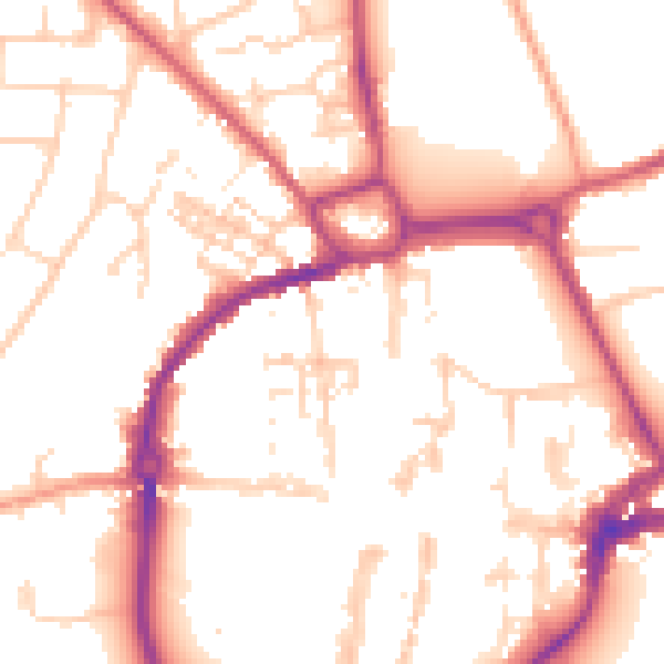 Daytime road noise heatmap for PO19 1BX