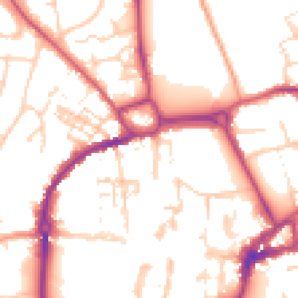 Daytime road noise heatmap for PO19 1BY