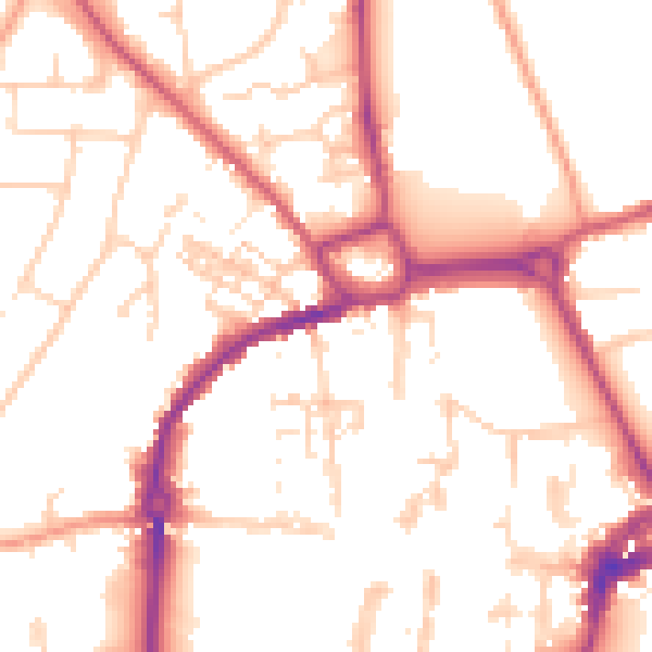 Daytime road noise heatmap for PO19 1DF