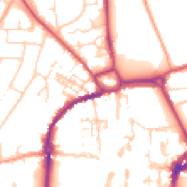 Daytime road noise heatmap for PO19 1DJ