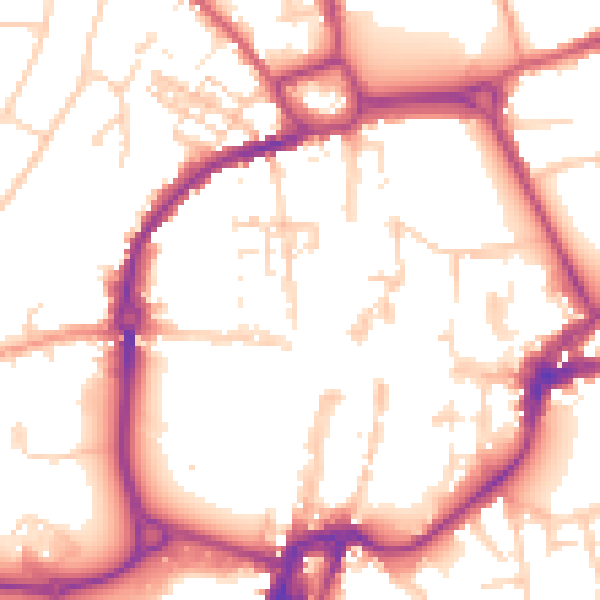 Daytime road noise heatmap for PO19 1DL