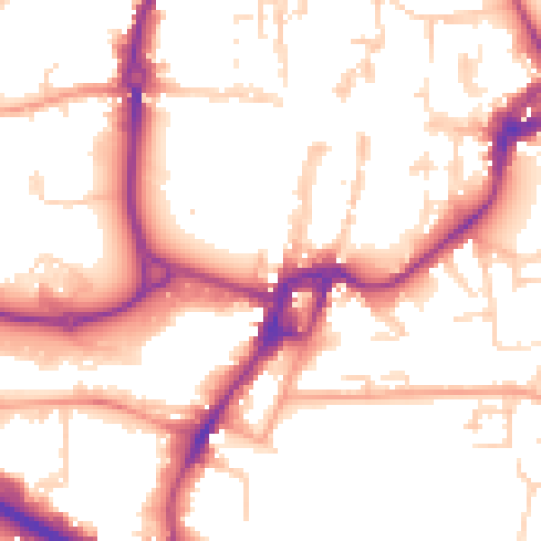 Daytime road noise heatmap for PO19 1DN