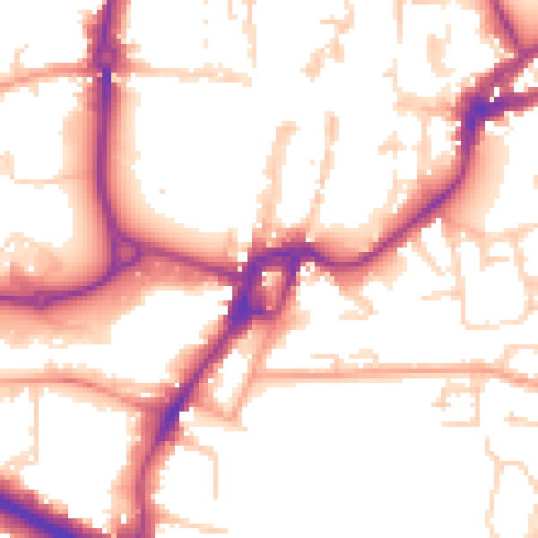 Daytime road noise heatmap for PO19 1DP