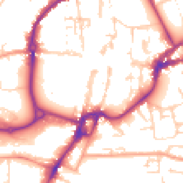 Daytime road noise heatmap for PO19 1DS