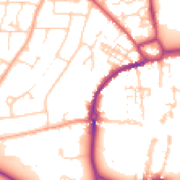 Daytime road noise heatmap for PO19 1DW