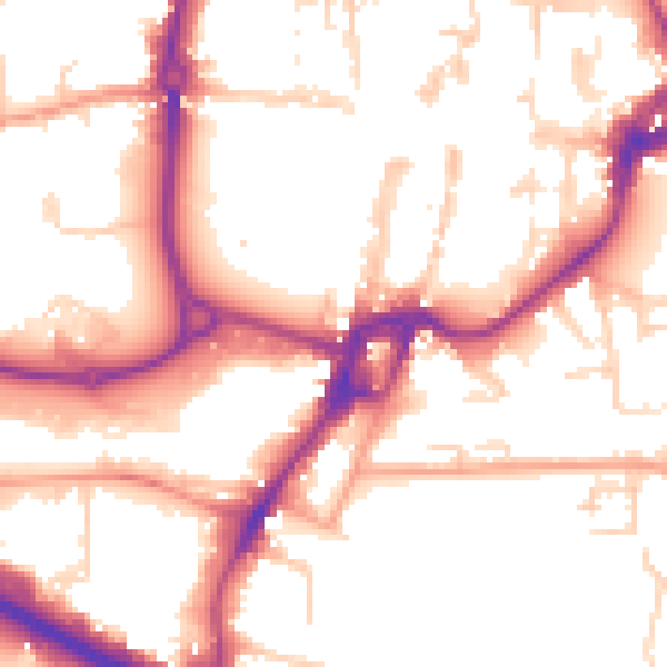 Daytime road noise heatmap for PO19 1EA