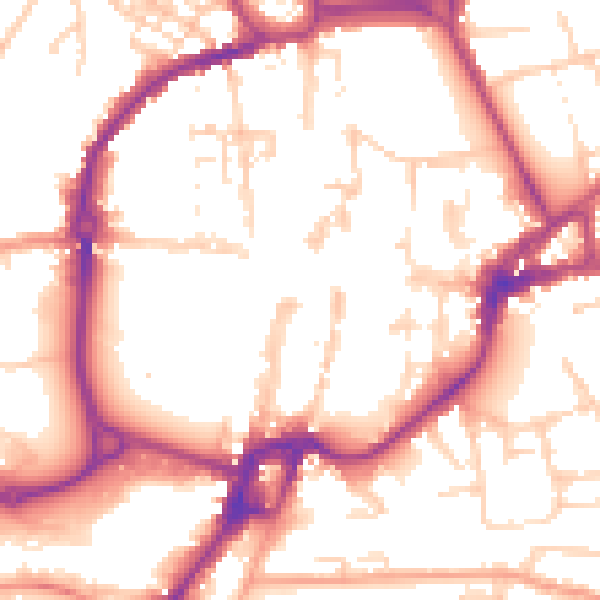 Daytime road noise heatmap for PO19 1EB