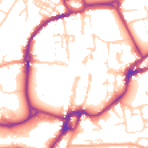 Daytime road noise heatmap for PO19 1EH