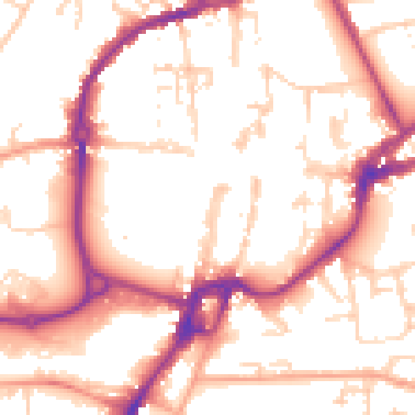 Daytime road noise heatmap for PO19 1EJ