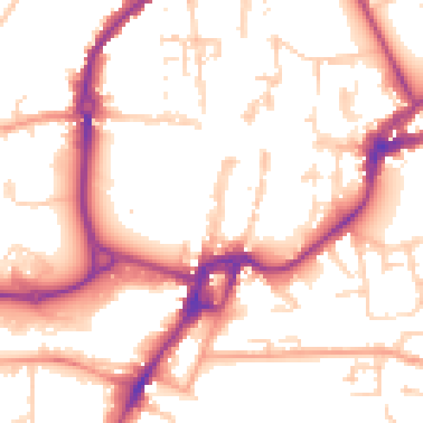 Daytime road noise heatmap for PO19 1EL