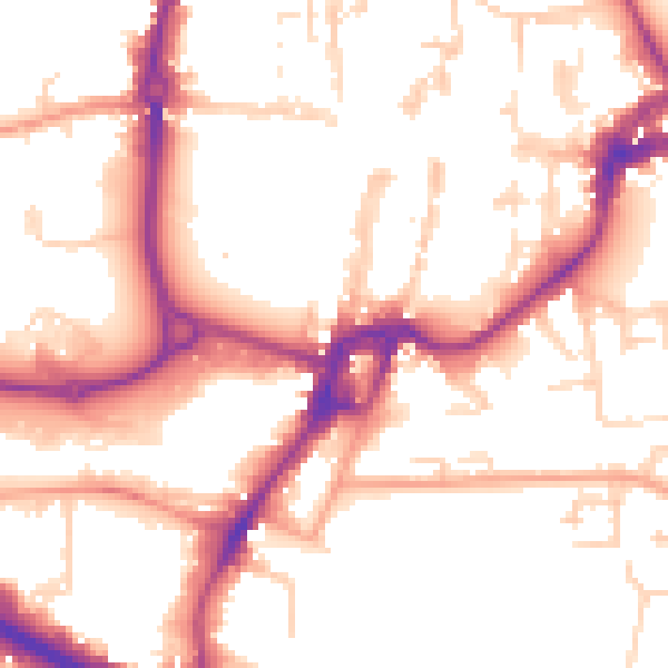 Daytime road noise heatmap for PO19 1ES