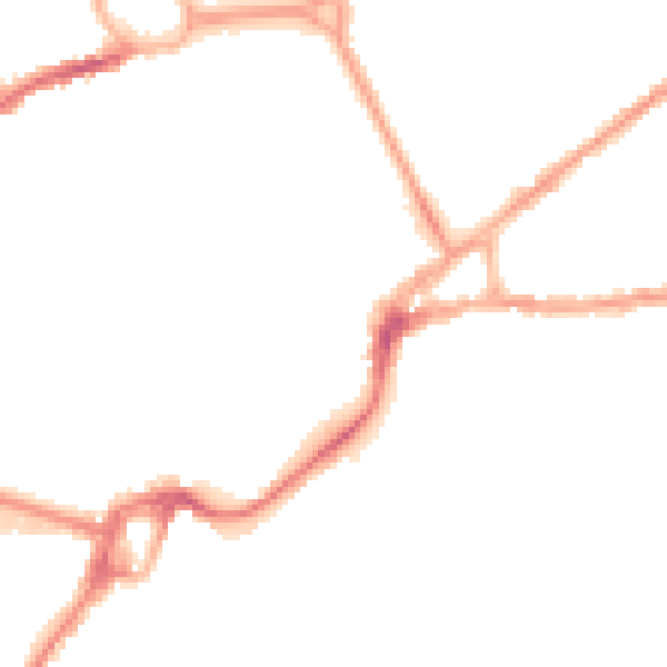 Night-time road noise heatmap for PO19 1EY