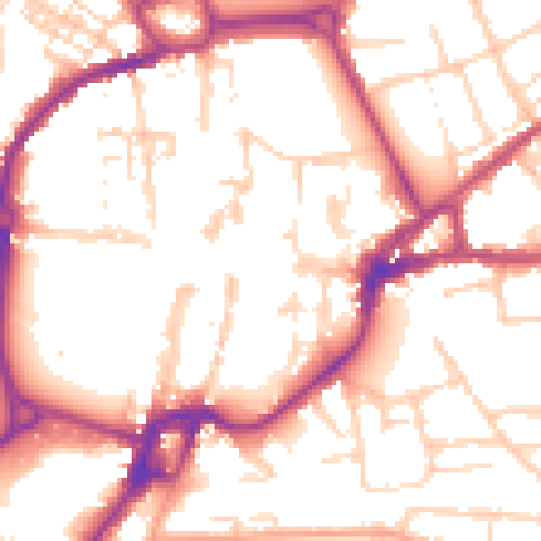 Daytime road noise heatmap for PO19 1HL