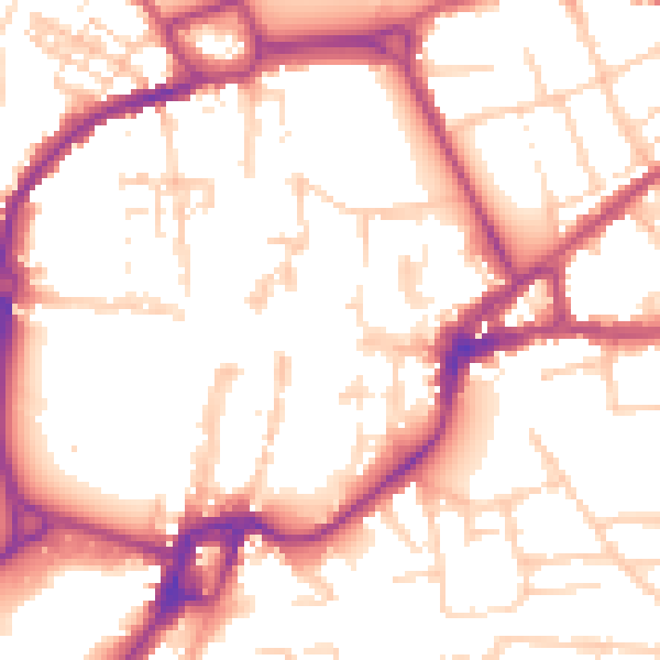 Daytime road noise heatmap for PO19 1HS