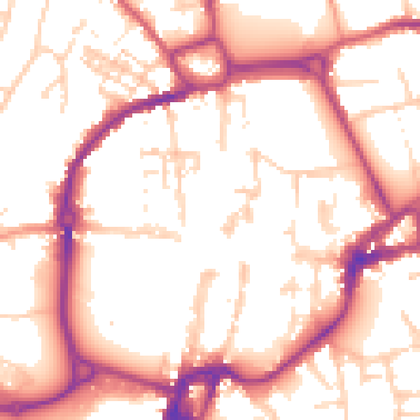 Daytime road noise heatmap for PO19 1LB