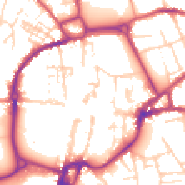 Daytime road noise heatmap for PO19 1LS