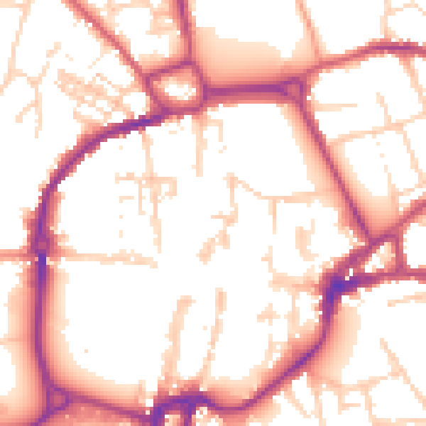 Daytime road noise heatmap for PO19 1LW