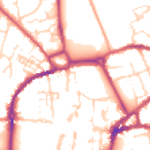 Daytime road noise heatmap for PO19 1NL