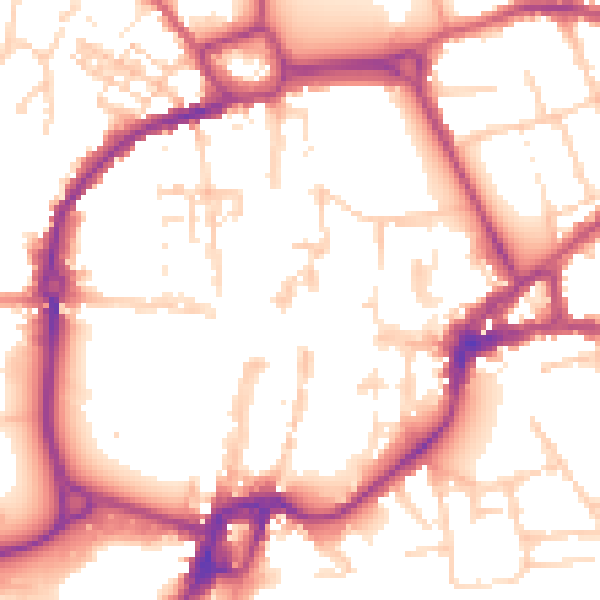 Daytime road noise heatmap for PO19 1NP