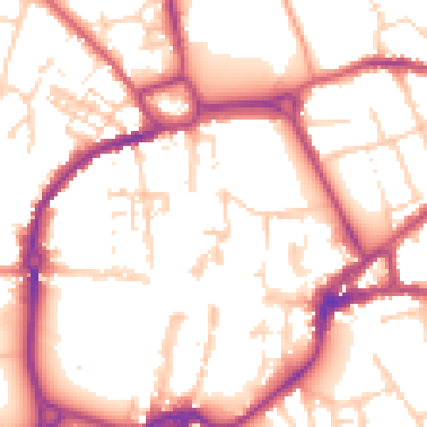 Daytime road noise heatmap for PO19 1NU