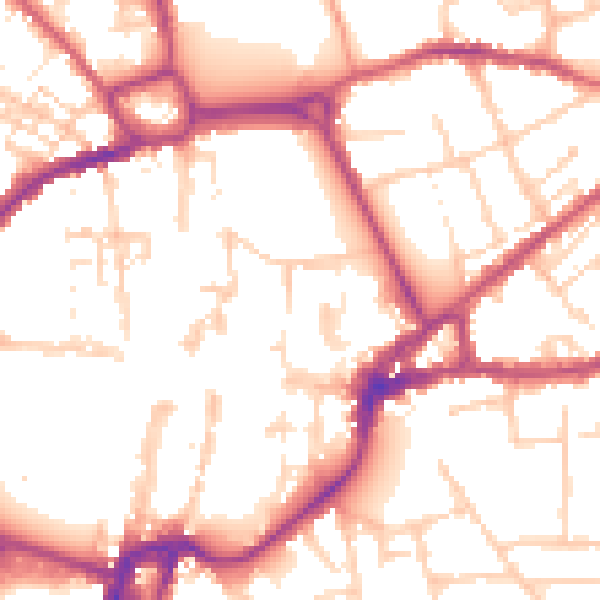 Daytime road noise heatmap for PO19 1PD